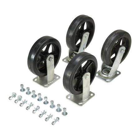 Vestil 8"X2" MOLD-ON-RUBBER CASTER KIT 2400# CAP, PK4 D-CK4-MR8-2